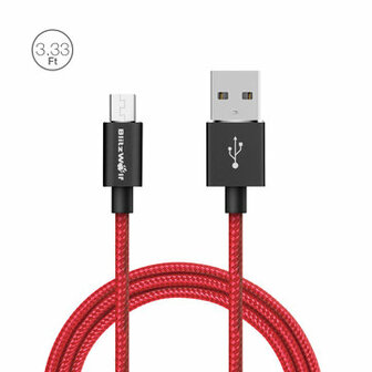 BlitzWolf&reg; BW-MC1 2.4A Micro USB Braided Charging Data Cable 3.33ft/1m With Magic Tape Strap